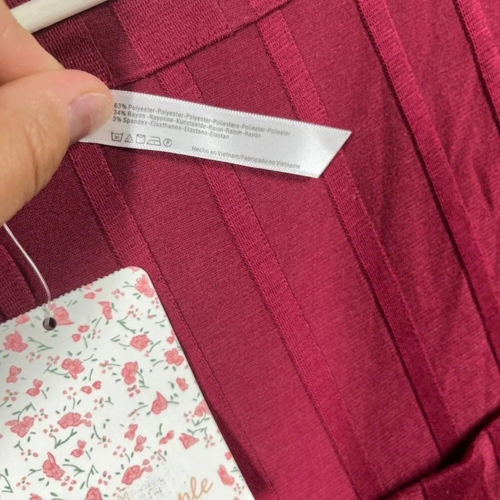 FREE PEOPLE INTIMATELY Bodysuit Large Maroon Long Sleeve Beside Me Ribbed Thong - Picture 3 of 8